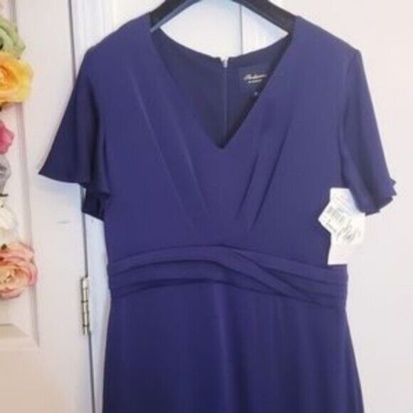 Anthropologie Dress 8 Blue‎ V Neck Maxi Long Gown Evening Navy Shoshanna $660 - Picture 5 of 7